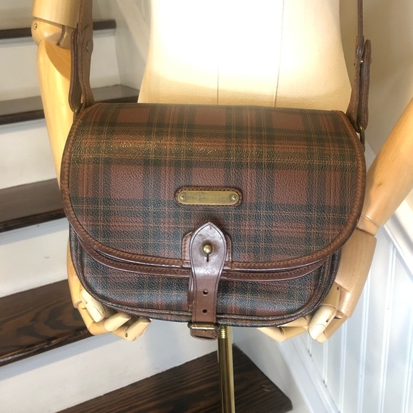 KRALPH LAUREN Tartan Plaid Multi Pocket Saddle Messenger Camp School Bag - Picture 17 of 17